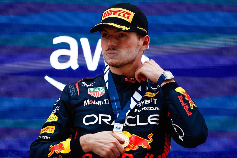 Podio: ganador Max Verstappen, Red Bull Racing