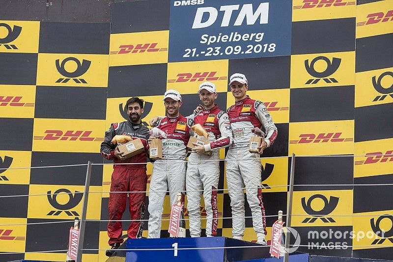 Podio: ganador de a carrera René Rast, Audi Sport Team Rosberg, segundo Mike Rockenfeller, Audi Sport Team Phoenix y tercero Nico Müller, Audi Sport Team Abt Sportsline
