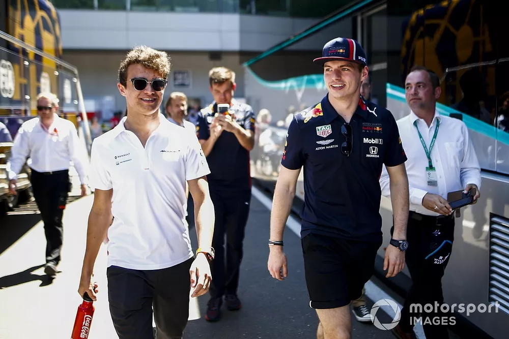 Lando Norris, McLaren, en Max Verstappen, Red Bull Racing