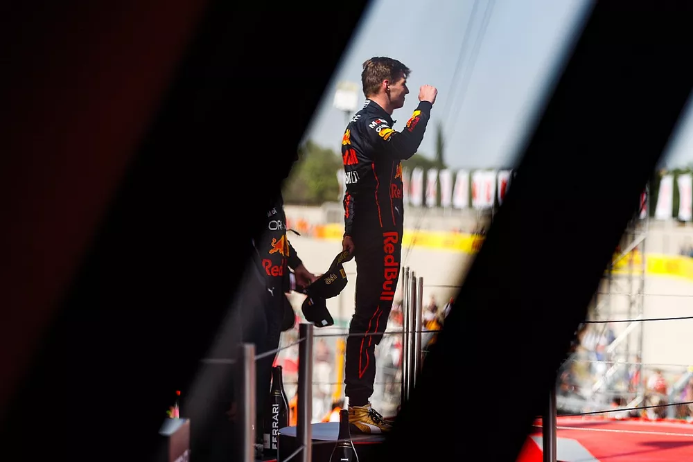 Max Verstappen, Red Bull Racing, 1st position, celebrate on the podium 