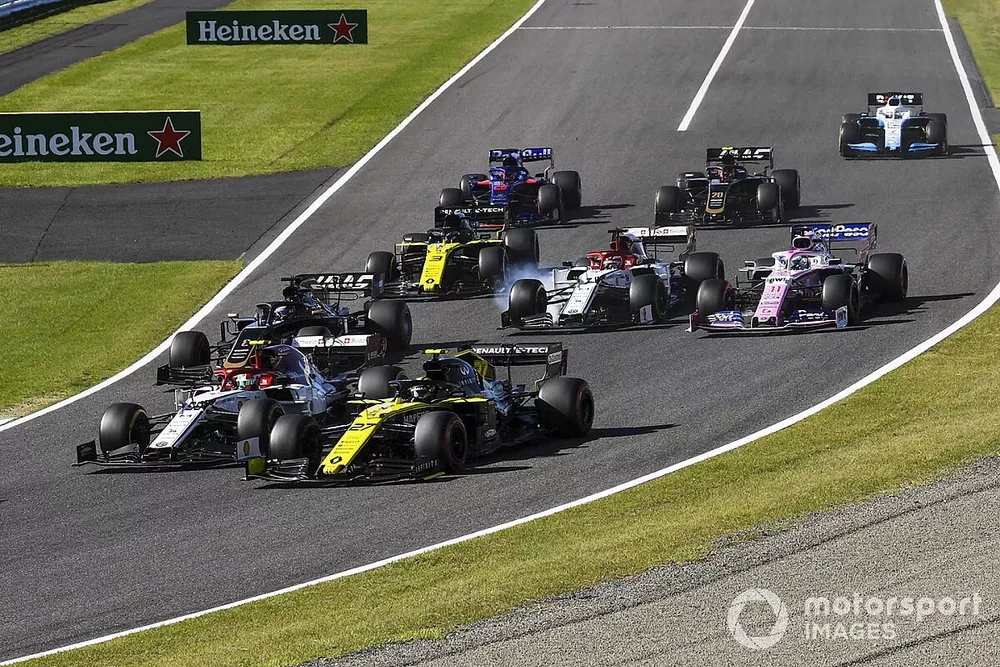 Lance Stroll, Racing Point RP19, Nico Hulkenberg, Renault F1 Team R.S. 19, Antonio Giovinazzi, Alfa Romeo Racing C38, Romain Grosjean, Haas F1 Team VF-19, Sergio Perez, Racing Point RP19