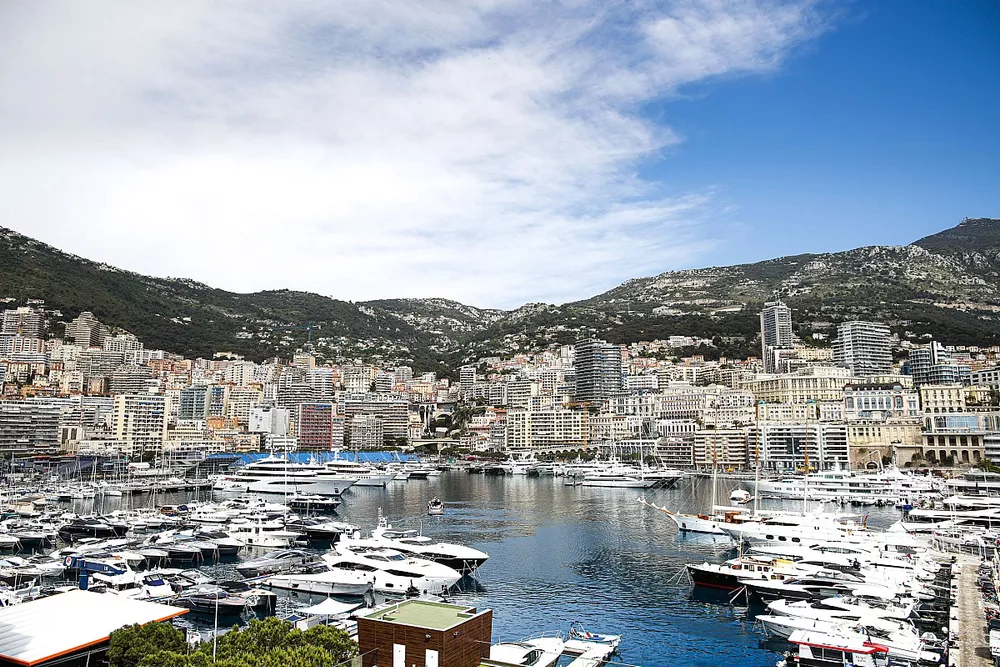 Yachts in the harbour and the Monaco skyline beyond