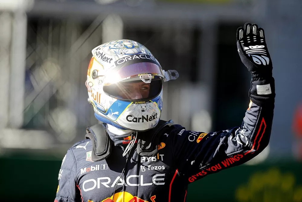 Pole man Max Verstappen, Red Bull Racing, celebrates