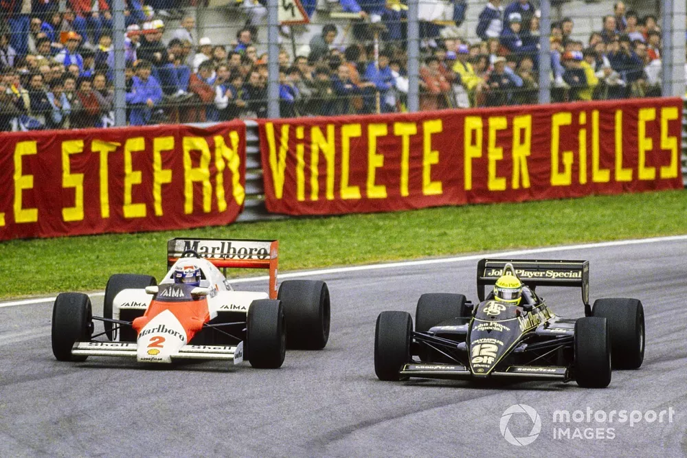 Ayrton Senna, Lotus 97T Renault, y Alain Prost, McLaren MP4-2B TAG