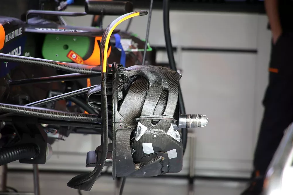McLaren MCL38 front brake drum detail