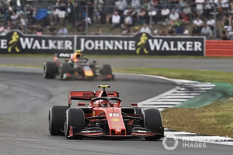 Charles Leclerc, Ferrari SF90, leads Pierre Gasly, Red Bull Racing RB15