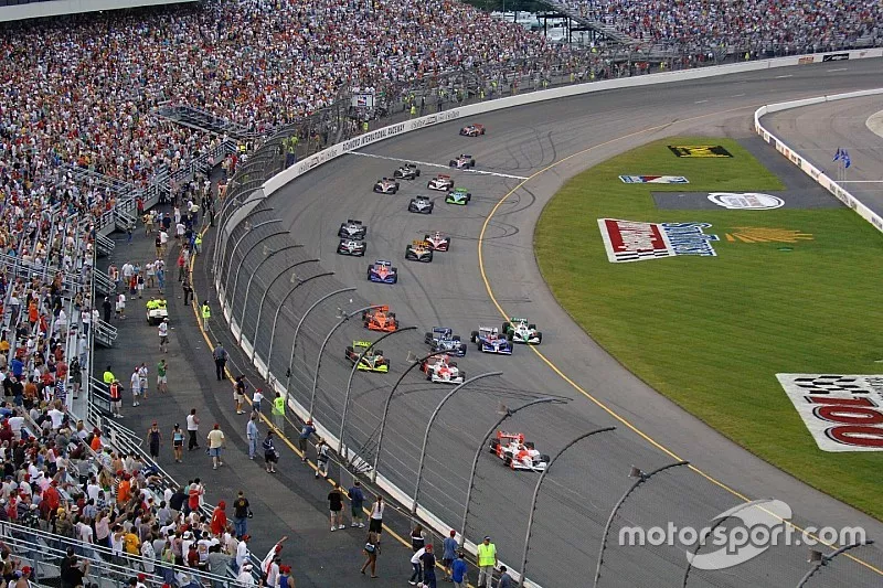 Green flag: Helio Castroneves takes the lead