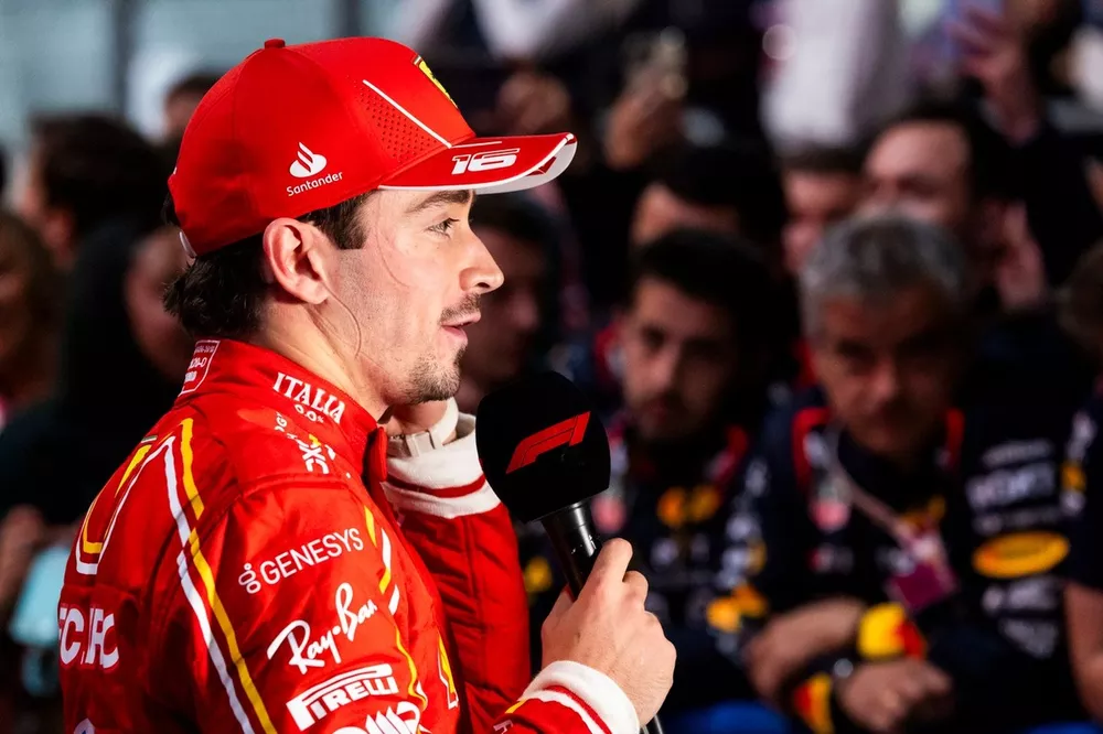 Charles Leclerc, Scuderia Ferrari, 2nd position in Parc Ferme after the race