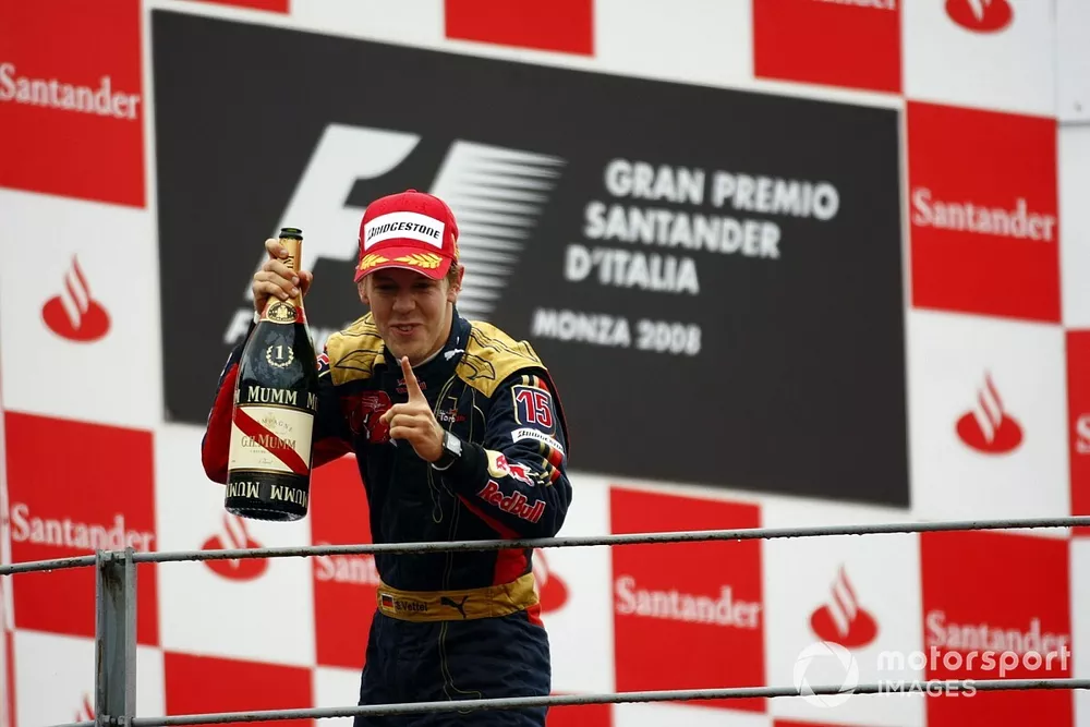 Podium: Race winner Sebastian Vettel, Toro Rosso
