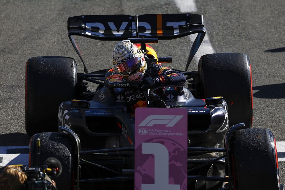 Max Verstappen, Red Bull Racing, 1st position, arrives in Parc Ferme