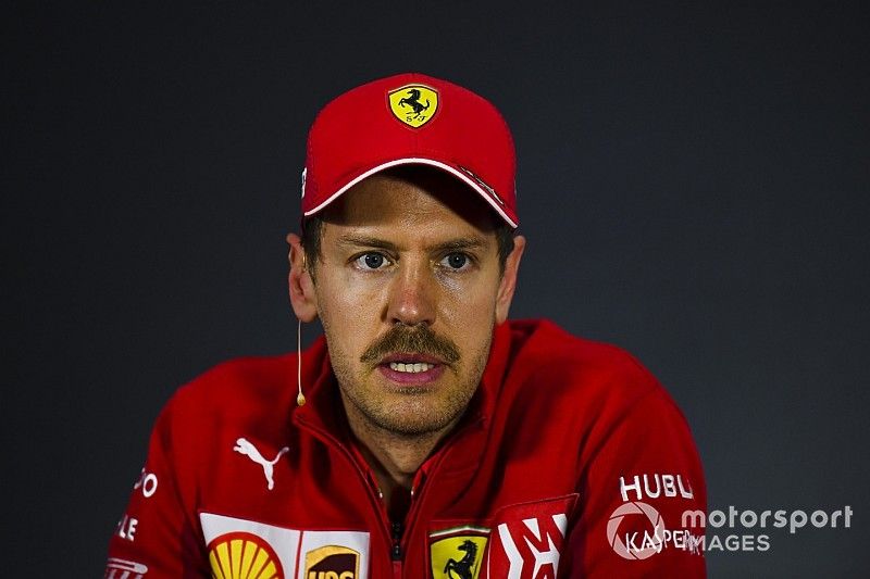 Sebastian Vettel, Ferrari, in the post Qualifying Press Conference