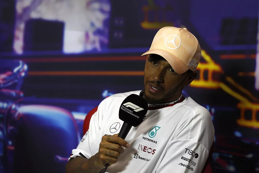 Lewis Hamilton, Mercedes AMG, en conf&eacute;rence de presse d'apr&egrave;s qualifications