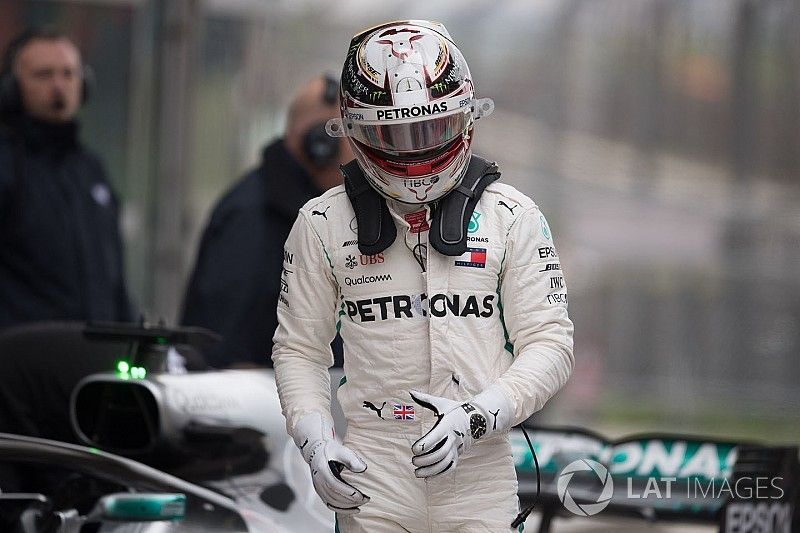 Lewis Hamilton, Mercedes-AMG F1 en parc ferme