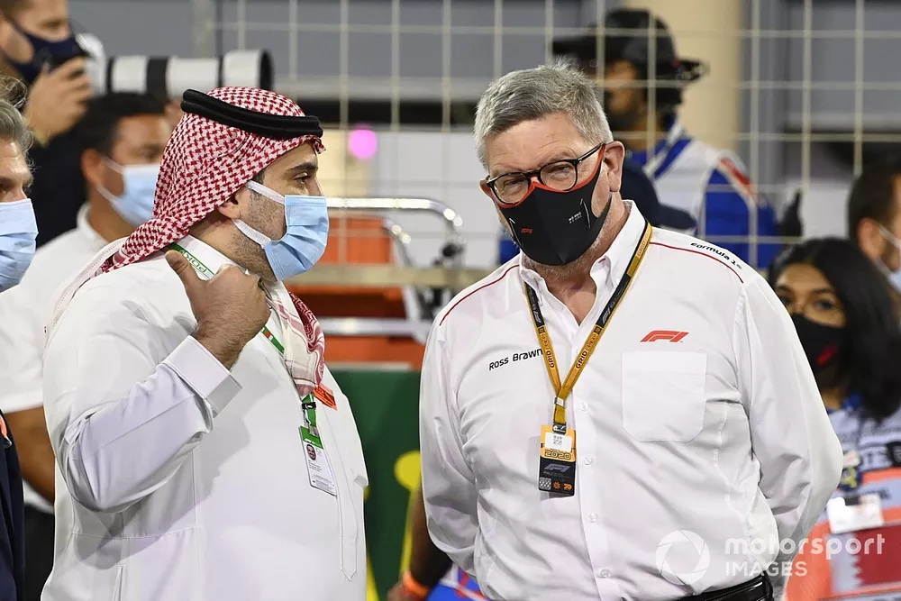 A dignitary on the grid with Ross Brawn, Managing Director of Motorsports, FOM
