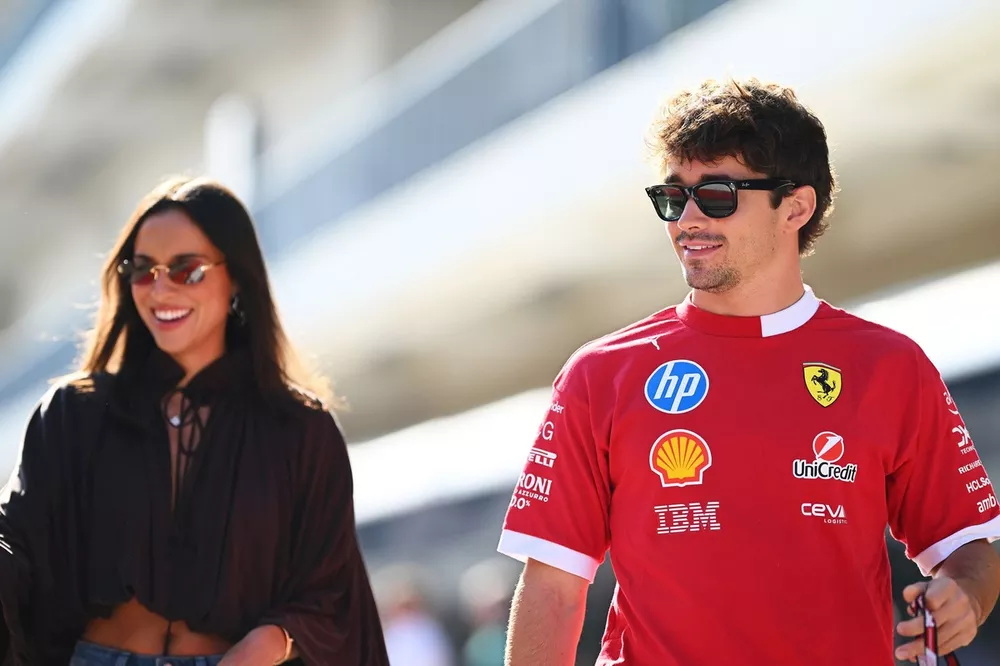 Charles Leclerc, Ferrari with his girlfriend Alexandra Saint Mleux
