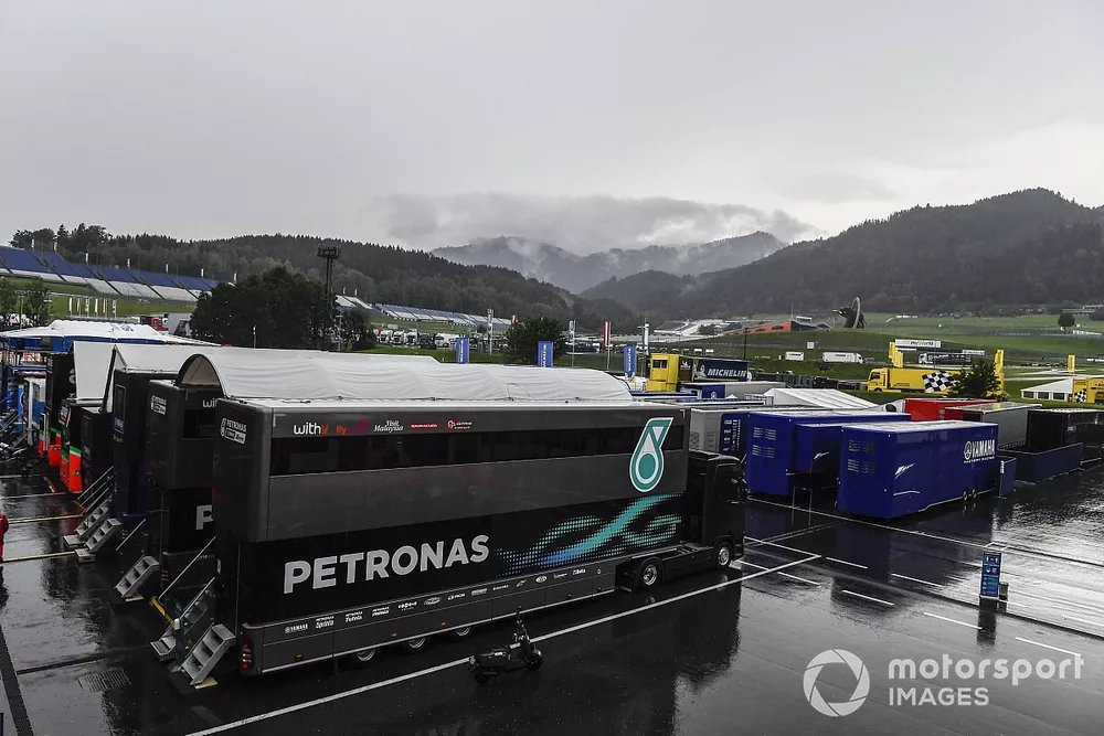 Pluie dans le paddock du Red Bull Ring