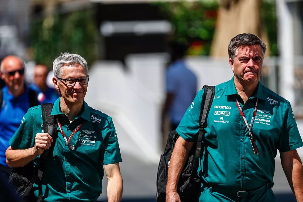 Andy Stevenson, director deportivo de Aston Martin, Mike Krack, Team Principal de Aston Martin F1
