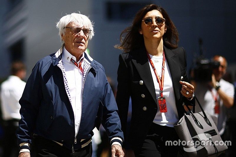 Bernie Ecclestone, Chairman Emeritus of Formula 1, his wife Fabiana