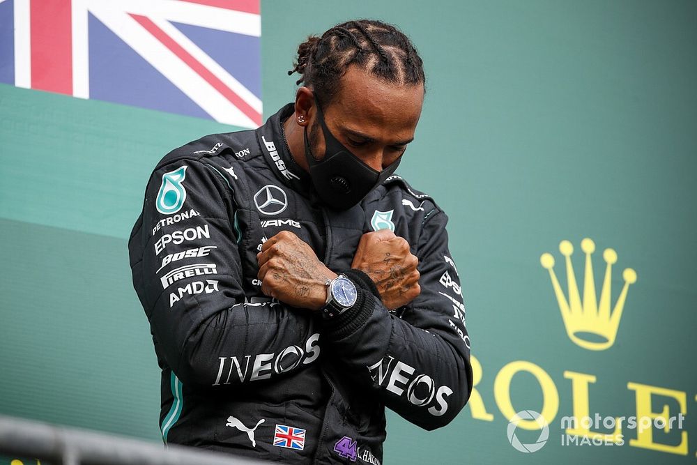 Race Winner Lewis Hamilton, Mercedes-AMG F1 celebrate on the podium
