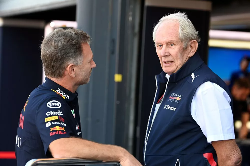 Christian Horner, director de equipo de Red Bull Racing, Helmut Marko, asesor de Red Bull Racing