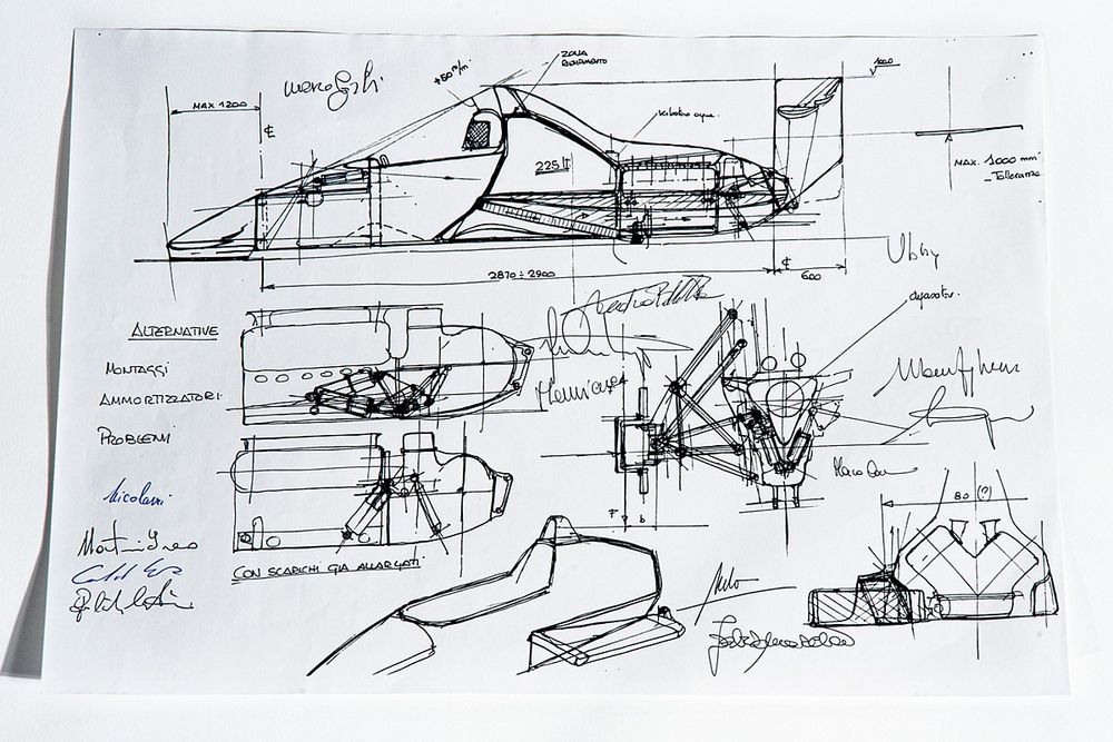Schizzo di Mauro Forghieri della Lamborghini che andr&agrave; in Asta