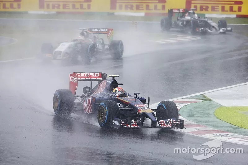 Daniil Kvyat, Scuderia Toro Rosso STR9, Sergio Perez, Force India VJM07