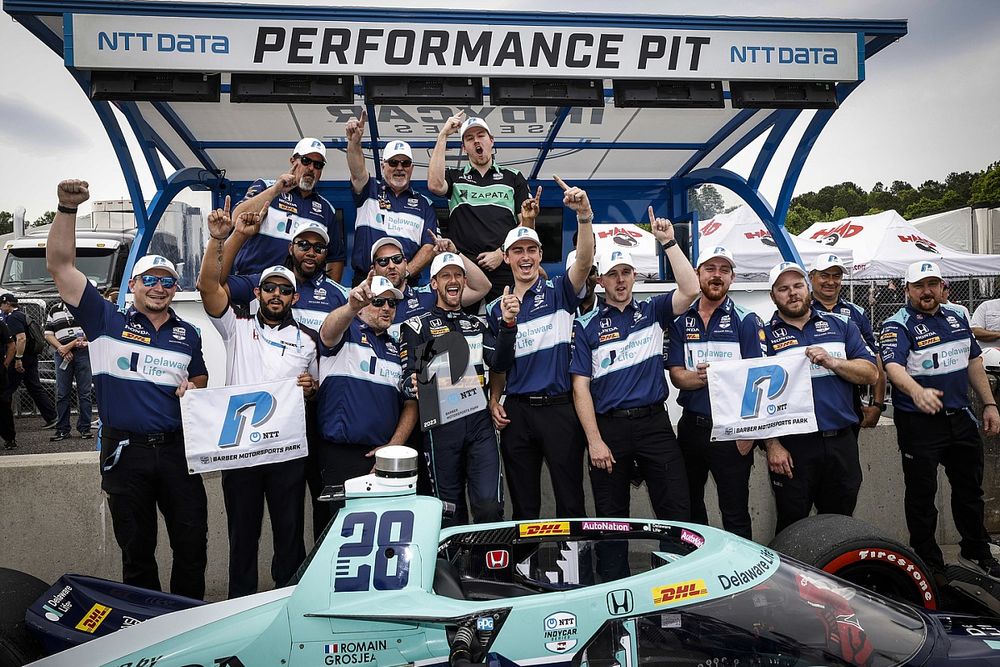 Ganador de la pole Romain Grosjean, Andretti Autosport Honda