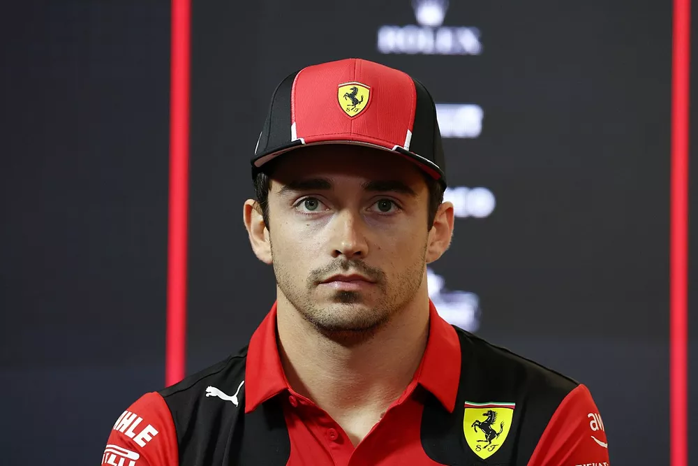Charles Leclerc, Scuderia Ferrari durante la conferenza stampa 