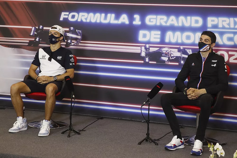 Pierre Gasly, AlphaTauri, and Esteban Ocon, Alpine F1, in the Press Conference