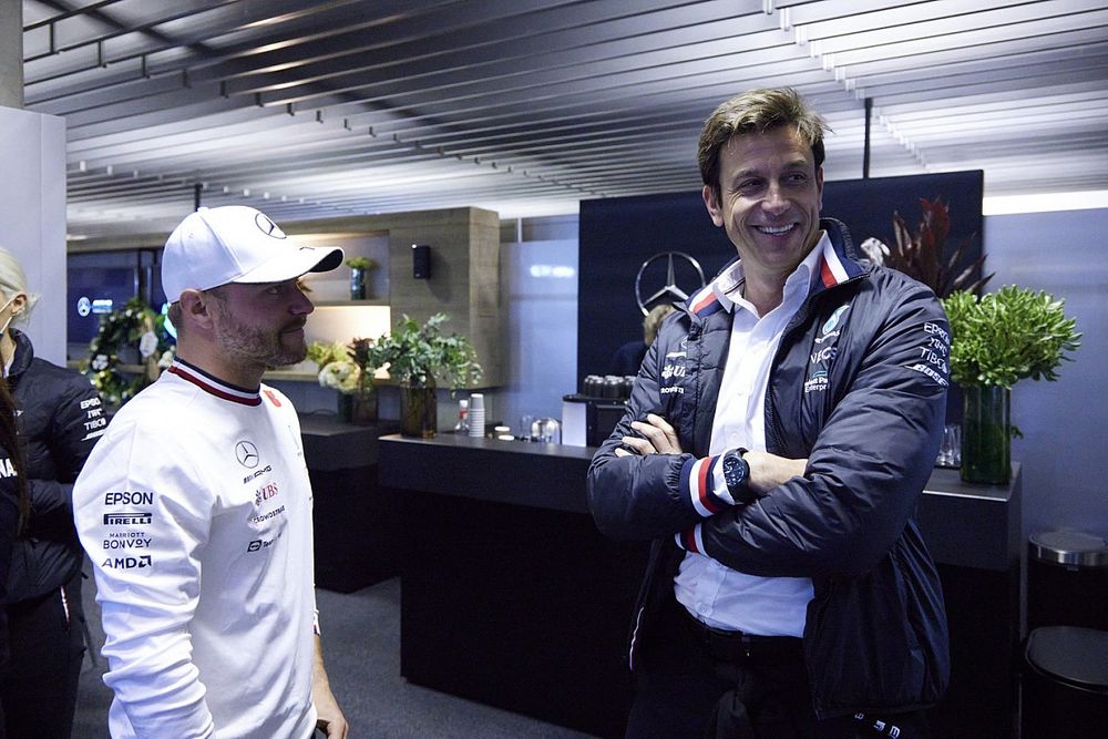 Valtteri Bottas, Mercedes, and Toto Wolff, Team Principal and CEO, Mercedes AMG