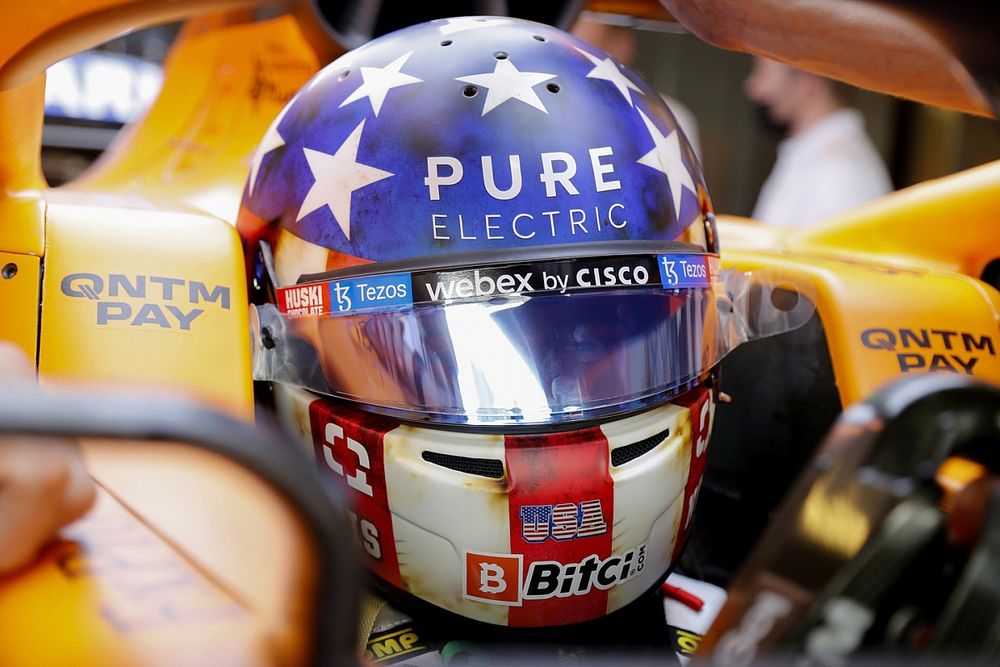 Lando Norris, McLaren y su casco de dise&ntilde;o especial para el GP de Estados Unidos