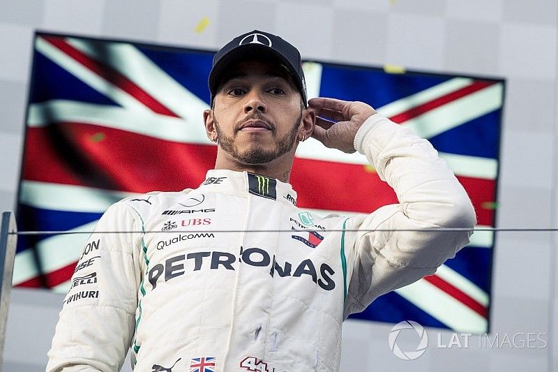 Lewis Hamilton, Mercedes-AMG F1 celebrates on the podium