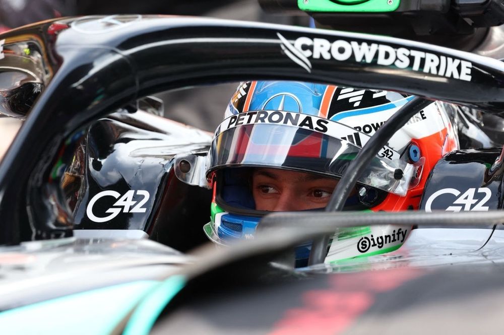 Mercedes' Italian driver Kimi Antonelli looks on inside the cockpit of his car ahead of a delayed start of the Formula One Belgian Grand Prix after a red flag due to visibility at the Spa-Francorchamps circuit in Spa, on July 27, 2025. (Photo by YVES HERMAN / POOL / AFP) (Photo by YVES HERMAN/POOL/AFP via Getty Images)