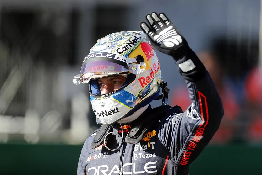 Pole man Max Verstappen, Red Bull Racing, celebrates