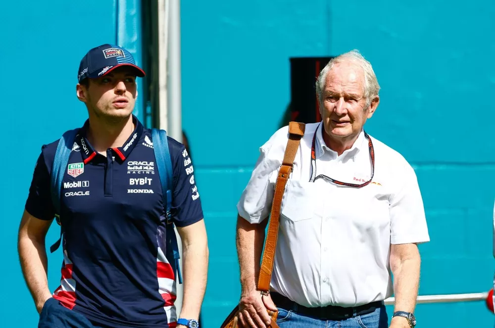 Max Verstappen, Red Bull Racing, Helmut Marko, Consultant, Red Bull Racing and Raymond Vermeulen, manager of Max Verstappen