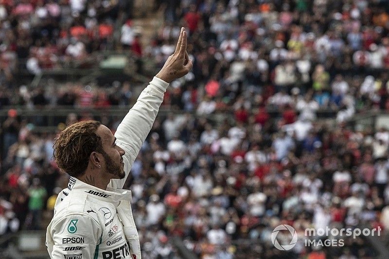 Lewis Hamilton, Mercedes AMG F1 celebrates in parc ferme 