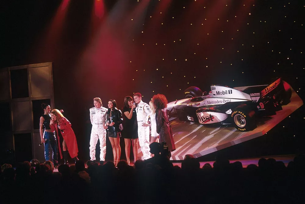 Mika Hakkinen, David Coulthard, McLaren meet the Spice Girls