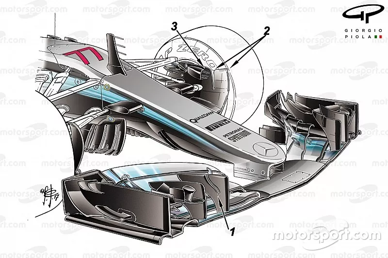 Mercedes F1 W08, neuer Frontflügel