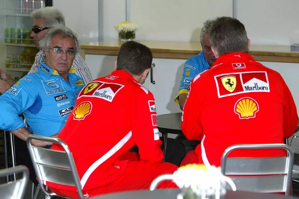 Flavio Briatore, Pat Symonds, Ross Brawn y Stefano Domenicali