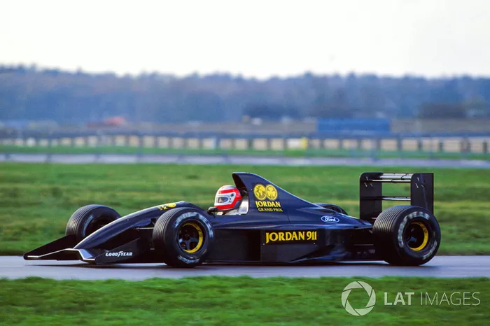 John Watson tests the Jordan 911 which was later renamed the Jordan 191