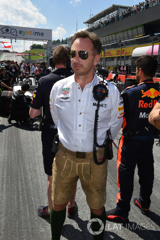 Christian Horner, Team Principal, Red Bull Racing, in griglia