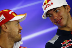 Pierre Gasly, Scuderia Toro Rosso, Sebastian Vettel, Ferrari, in the Thursday press conference