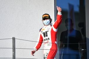 Enzo Fittipaldi, Charouz Racing System celebrates on the podium