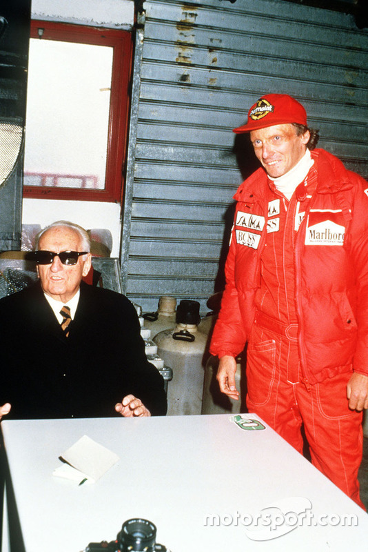 Enzo Ferrari with Niki Lauda, Ferrari