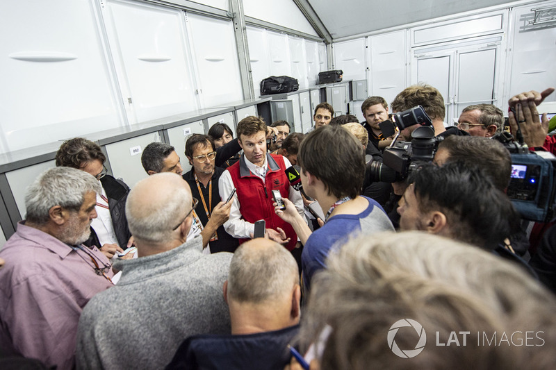 Stuart Pringle, Silverstone Managing director, press scrum