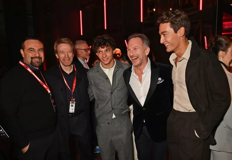 Kevin Weaver, Jerry Bruckheimer, Andrea Kimi Antonelli, Mercedes, directeur de Red Bull Racing, Christian Horner, directeur d'équipe, Red Bull Racing, George Russell, Mercedes