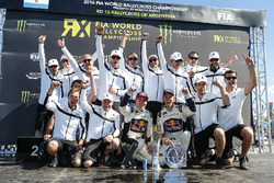 2016 World Rallycross Team Championship winners EKS RX, with drivers Toomas Heikkinen, EKS RX and Mattias Ekström, EKS RX