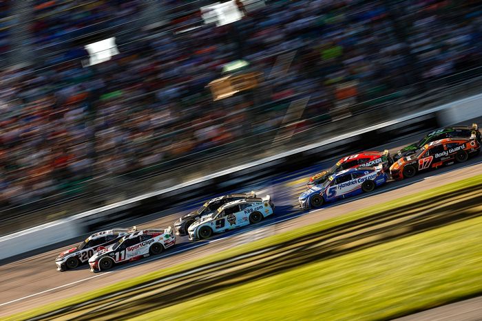 Christopher Bell, Joe Gibbs Racing Toyota, Denny Hamlin, Joe Gibbs Racing Toyota, Chase Elliott, Hendrick Motorsports Chevrolet