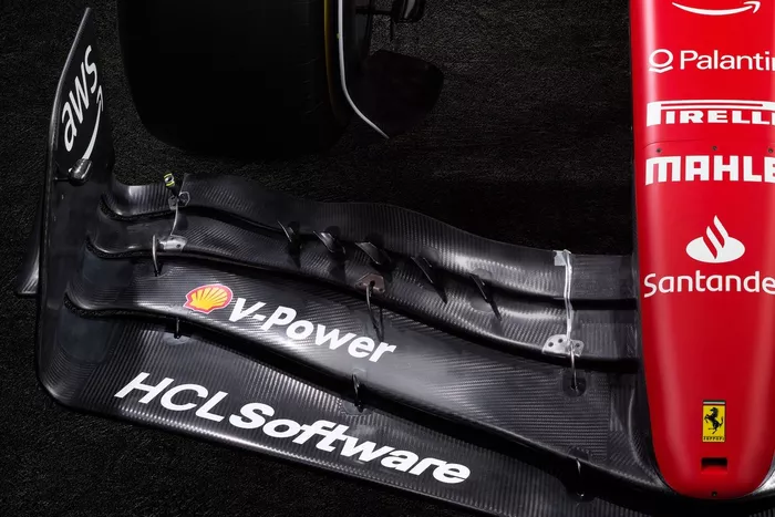 Ferrari SF-23. detalle alerón delantero