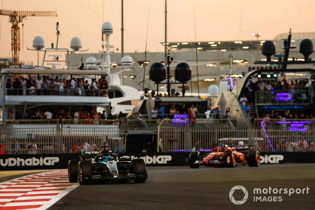 George Russell, Mercedes F1 W15, Charles Leclerc, Ferrari SF-24